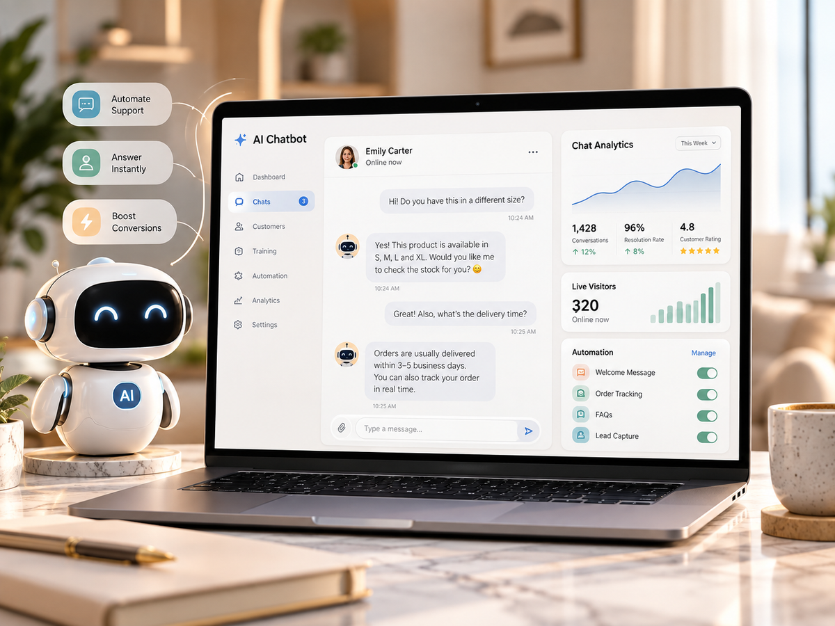 AI Website Chatbot — dashboard and chat analytics