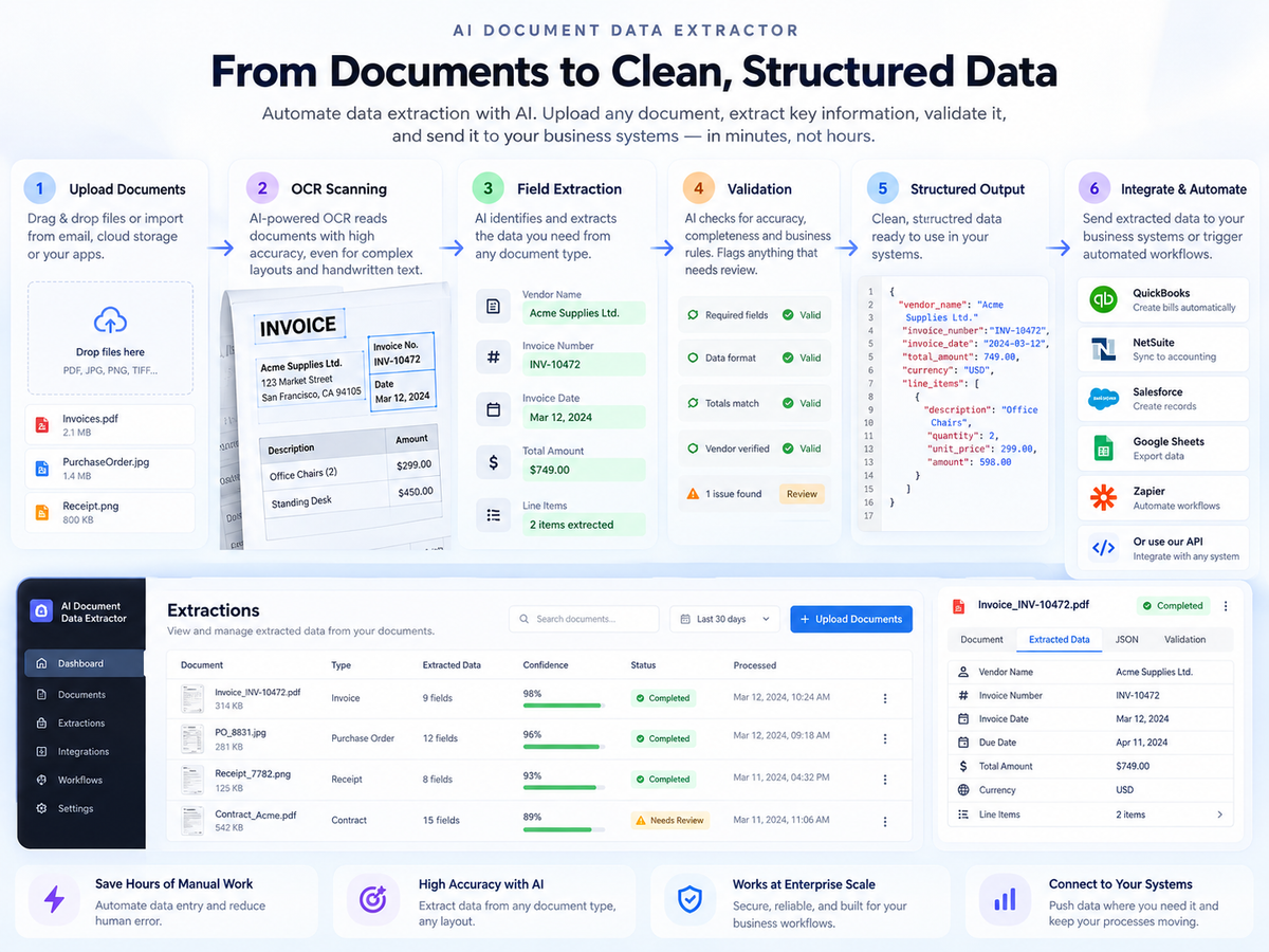 AI Document Data Extractor — end-to-end extraction workflow