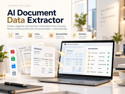 AI Document Data Extractor — professional light HD hero
