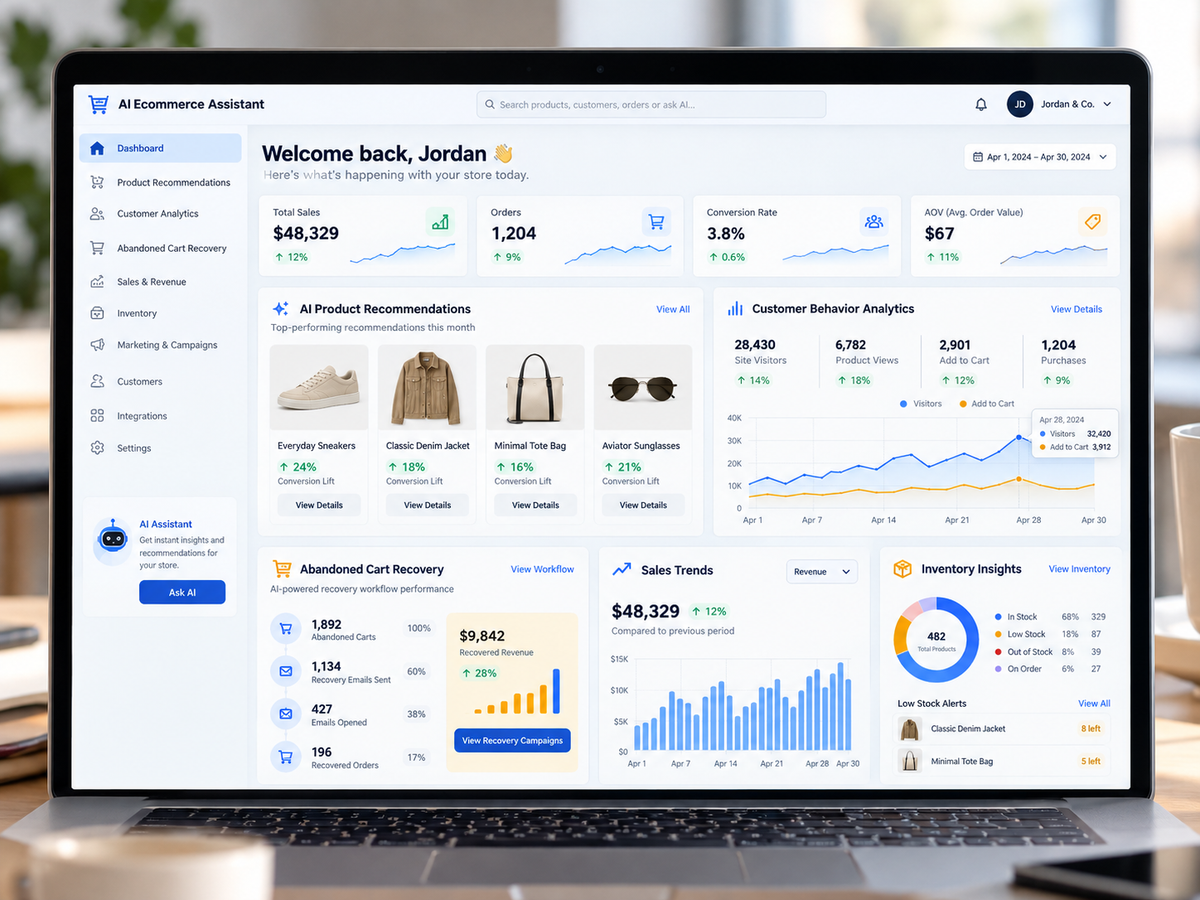 AI Ecommerce Assistant — store analytics dashboard