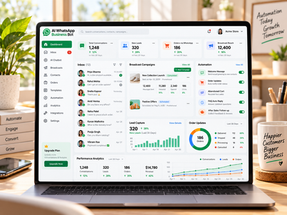 AI WhatsApp Business Bot — conversations and analytics dashboard
